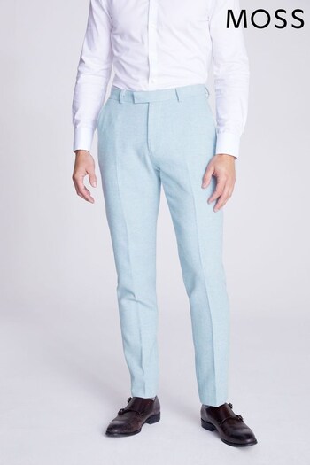 MOSS Tailored Fit Blue Donegal Trousers (N02537) | £90