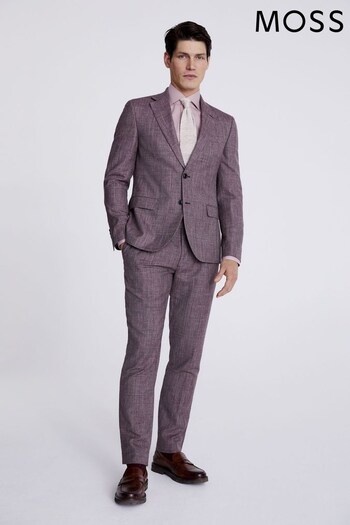 MOSS Slim Fit Pink Italian Quartz Check Jacket (N02545) | £259