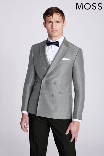 MOSS Slim Fit Grey Slub Velvet Jacket (N02547) | £199
