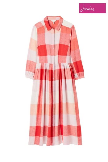 Joules Faye Linen Blend Check Shirt Dress (N02595) | £40