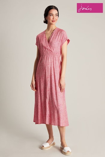 Joules Abigail Pink V-Neck With Slit Dress (N02600) | £24.95