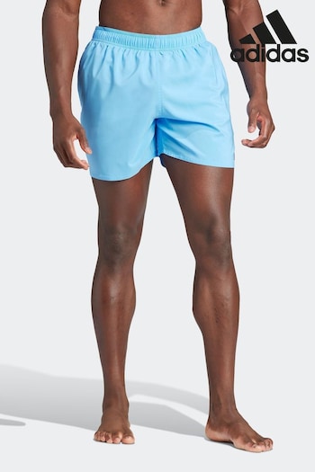 adidas sky Blue Solid CLX Classic Length Swim Shorts (N02633) | £25