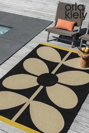 Orla Kiely Black Giant Sixties Stem Outdoor Rug (N02665) | £249 - £495