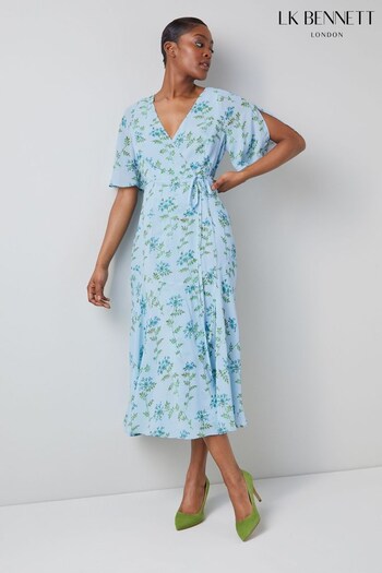 LK Bennett Blue  Cole Valerian Floral Check Print Dress (N02672) | £329