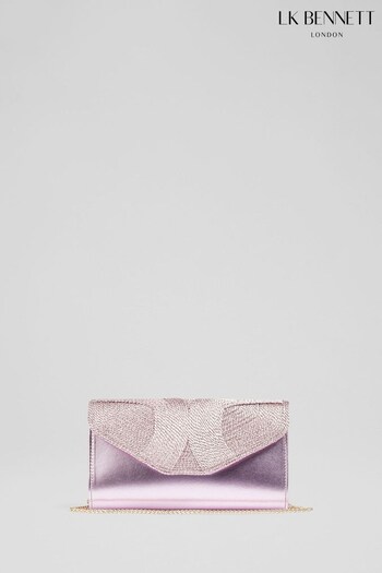 LK Bennett Pink Giana Metallic Leather And Rope Clutch Bag (N02705) | £199