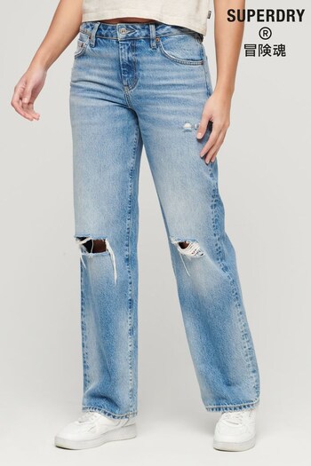 Superdry Light Blue Mid Rise Wide Leg Jeans (N02745) | £65