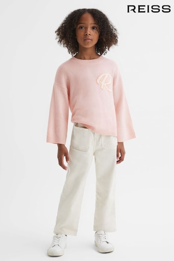 Reiss Pink Afi Senior Wool Blend Motif Jumper (N02788) | £45