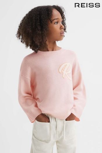 Reiss Pink Afi Junior Wool Blend Motif Jumper (N02796) | £40