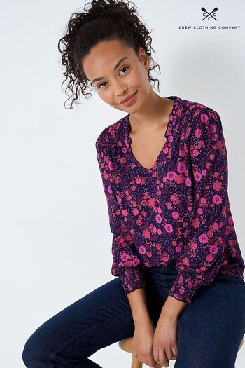Crew Casual Clothing Company Blue Floral Print Jersey Top (N02808) | £45