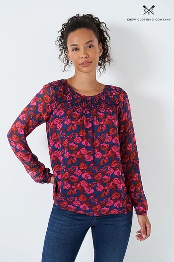 Crew Clothing Company Pink Floral Print  Relaxed Blouses (N02813) | £59
