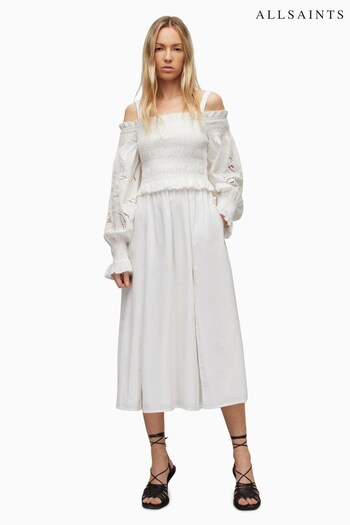 AllSaints Launa Broderie White Dress (N02815) | £259