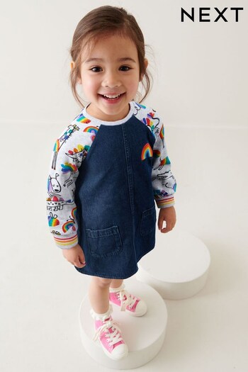 Rainbow Character Print Raglan Denim Dress (3mths-8yrs) (N02820) | £12.50 - £15.50