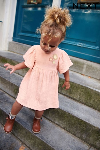 Pink Crochet Flower Dress (3mths-8yrs) (N02836) | £12 - £15