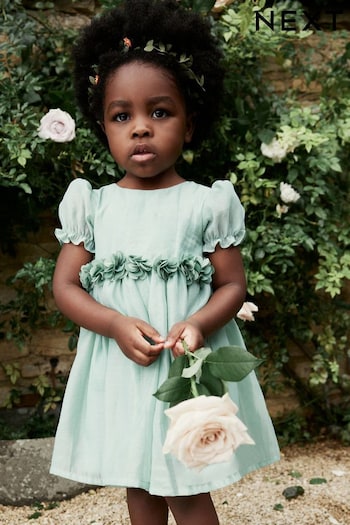 Mint Green Corsage Occasion Dress (3mths-8yrs) (N02855) | £22 - £28