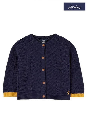 Joules Farley Blue Textured Knit Cardigan (N02894) | £19.95 - £22.95