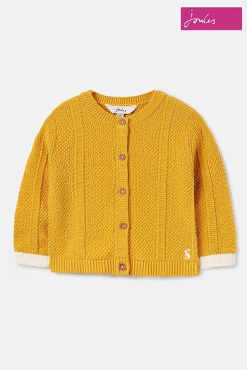 Joules Farley Yellow Textured Knit Cardigan (N02895) | £19.95 - £22.95