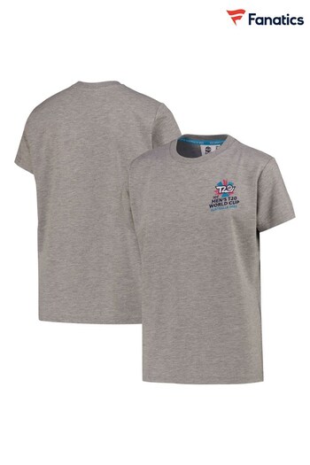Fanatics Grey Mens ICC T20 World Cup Core Small Logo Graphic T-Shirt (N02906) | £18