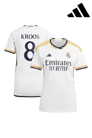 adidas White Real Madrid Home Shirt 2023-24 Womens (N02927) | £98