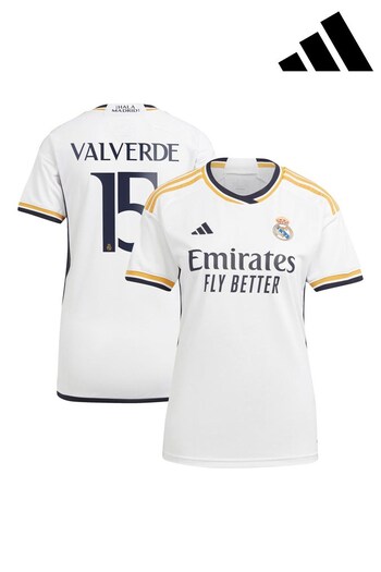 adidas White Real Madrid Home Shirt 2023-24 Womens (N02948) | £98