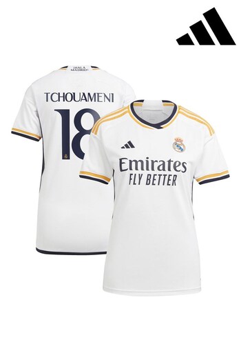 adidas White Real Madrid Home Shirt 2023-24 Womens (N02959) | £98