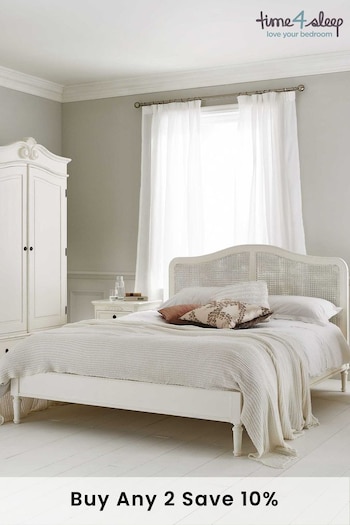 time4sleep White Liberty Rattan Wooden Bed Frame (N04052) | £700 - £800