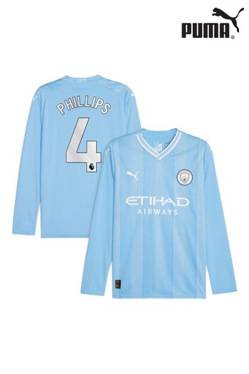 Puma Blue Phillips - 4 Manchester City Home Long Sleeves Shirt (N04075) | £80