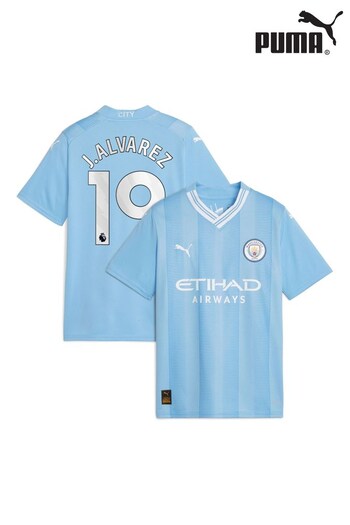 Puma Light Blue J.Alvarez - 19 Kids Manchester City polo Replica 23/24 Football Shirt Kids (N04115) | £78