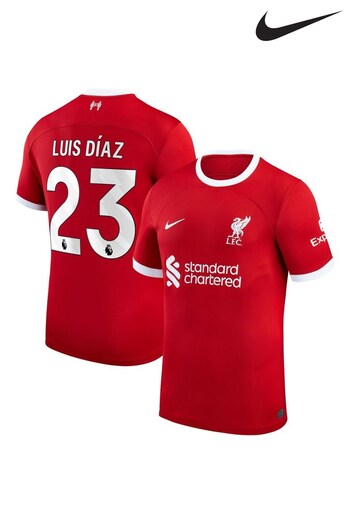 Nike Red Luis Diaz - 23 Jr. Liverpool Stadium 23/24 Home Football Shirt (N04211) | £75
