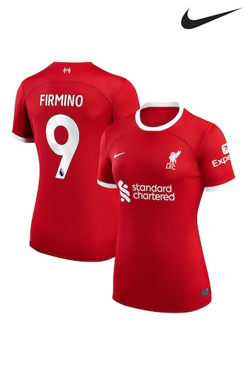 Nike Red Firmino - 9 Liverpool FC Womens Stadium 23/24 logo-patch Football Shirt Womens (N04217) | £98