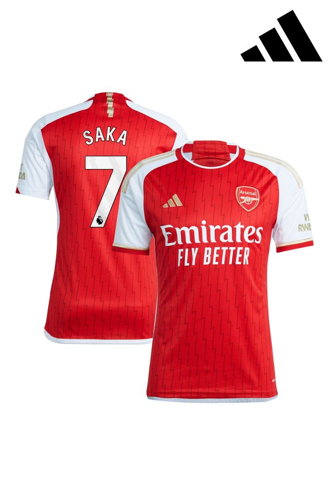 adidas Red Saka - 7 Arsenal FC Stadium 23/24 Home Football Shirt (N04277) | £98