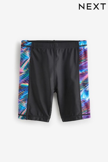 Black/Blue Longer Length Stretch Swim Shorts neil (3-16yrs) (N04379) | £8 - £14