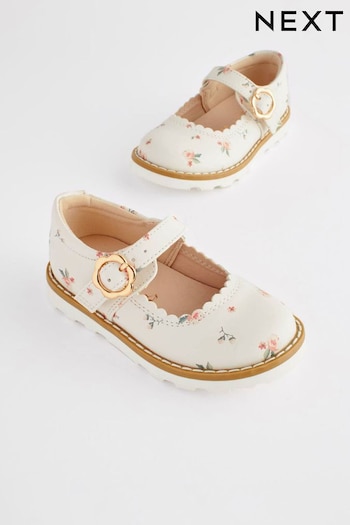 White Floral Mary Jane Shoes (N04385) | £20 - £22