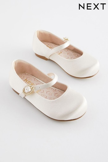 Ivory White Standard Fit (F) Bridesmaid Occasion Mary Jane Shoes Khaki (N04386) | £20 - £22