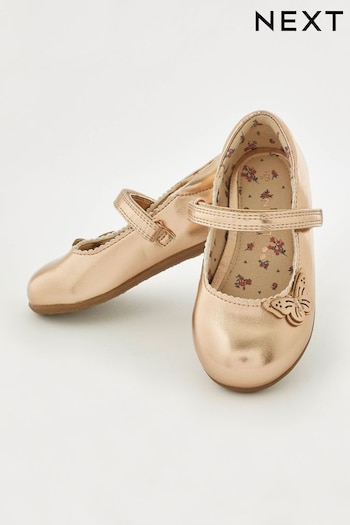 Rose Gold Standard Fit (F) Butterfly Mary Jane Shoes (N04393) | £18 - £20