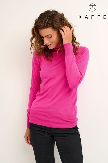 Kaffe Pink Astrid Long Sleeve Roll Neck T-Shirt (N04425) | £35