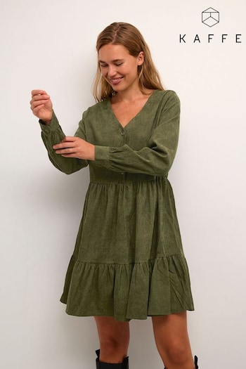 Kaffe Green Corina V-Neck Dress (N04431) | £65