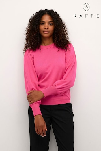 Kaffe Pink Fenia Balloon Sleeve Knitted Pullover Jumper (N04433) | £45