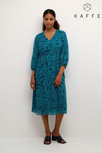 Kaffe Blue Dori Knee Length Dress Fitness (N04446) | £45