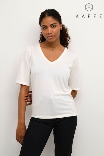 Kaffe Lise Half Sleeve White T-Shirt (N04479) | £35