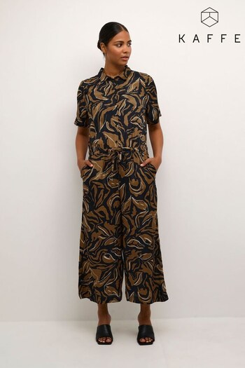 Kaffe Dorita Short Sleeve Brown Jumpsuit (N04481) | £80