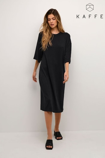 Kaffe Fenia Knitted Midi Black Dress (N04506) | £70