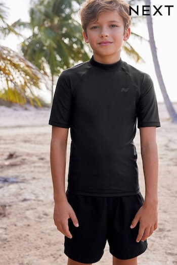 Black Short Sleeve Sunsafe Rash Vest (3-16yrs) (N04542) | £8 - £16