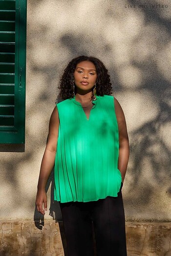 Live Unlimited Curve Green Pleated Sleeveless Blouse (N04587) | £55