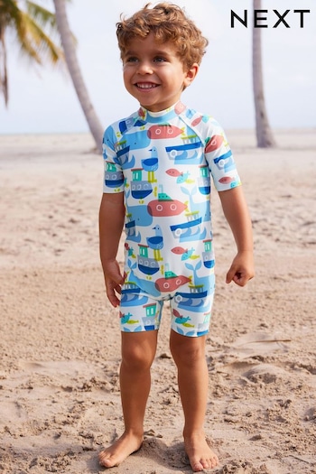 Blue Red Submarines Sunsafe All-In-One Swimsuit (3mths-7yrs) (N04698) | £12 - £16