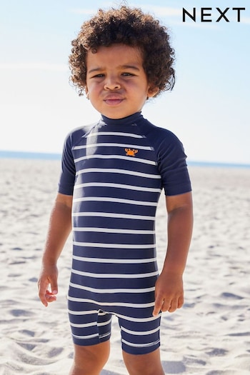 Navy Stripe Sunsafe All-In-One Swimsuit (3mths-7yrs) (N04699) | £12 - £16