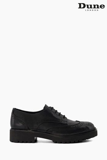 Dune London Florian Brogue Detail Lace Up Black Loafers (N04711) | £34