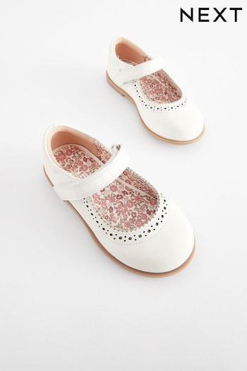 White Leather Mary Jane Brogues (N04768) | £24 - £28