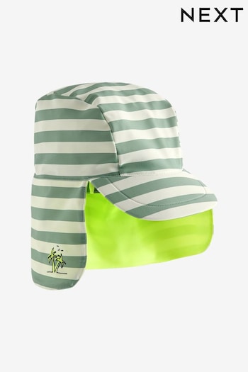 Mint Green Stripe Legionnaire Swim Hat (3mths-10yrs) (N04774) | £7 - £9