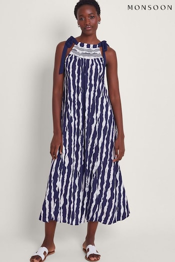 Monsoon Blue Caity Stripe Dress (N04776) | £80
