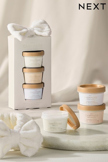 Set of 3 Cashmere Face Masks and Bow Headband Gift Set (N04780) | £14